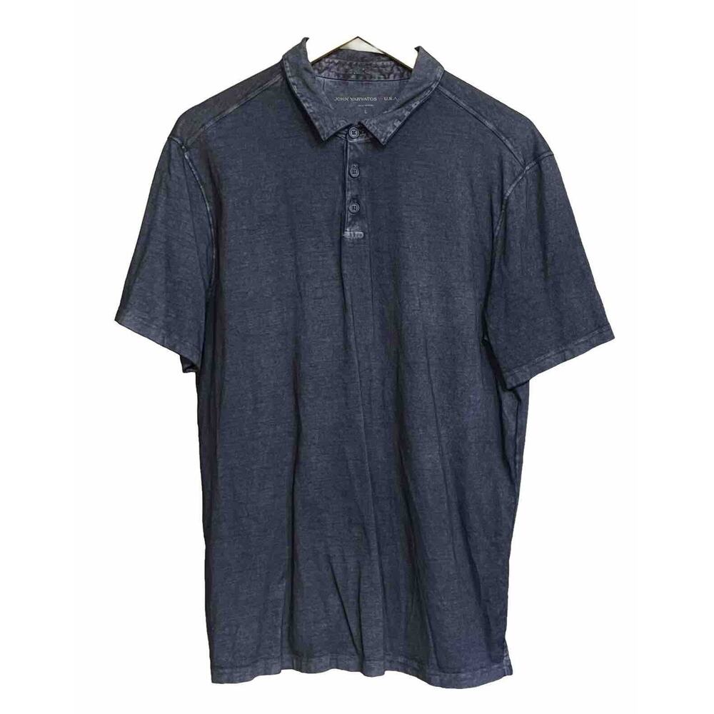 John Varvatos Polo Shirt Star USA Faded Die Navy Cotton Mens Large